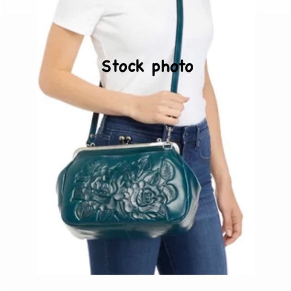 Authentic Patricia Nash Canisi Rose Tooled Leather Framed Satchel Crossbody Bag - Picture 14 of 15